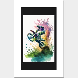 Motocross Watercolor Painting Posters and Art